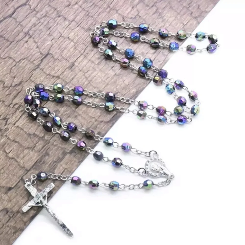 Rainbow Iridescent Acrylic Beaded Catholic Religious Rosary